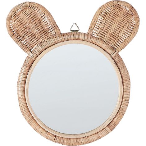 Wandspiegel ASHANTI 30 cm 33 cm Rattan Naturfarben