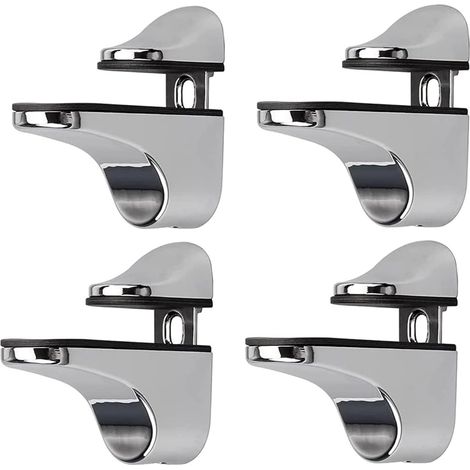 Support Étagère Verre - Réglable Hauteur - Fixation Murale - Pour Tablettes Verre - 4 Pièces
