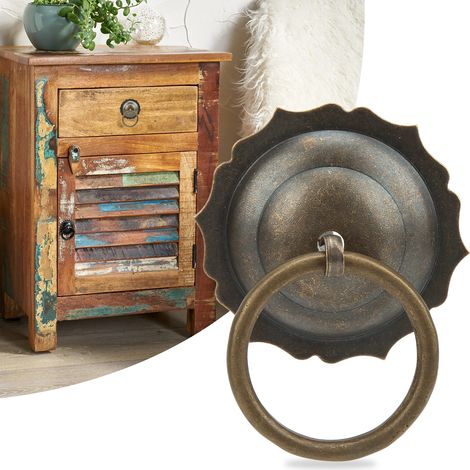 Poignée de tiroir vintage laiton ancien, bouton de porte élégant pour armoire et commode