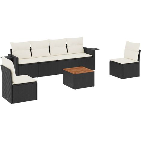 Maison Exclusive - 7-tlg. Garten-Sofagarnitur mit Kissen Schwarz (1/5)