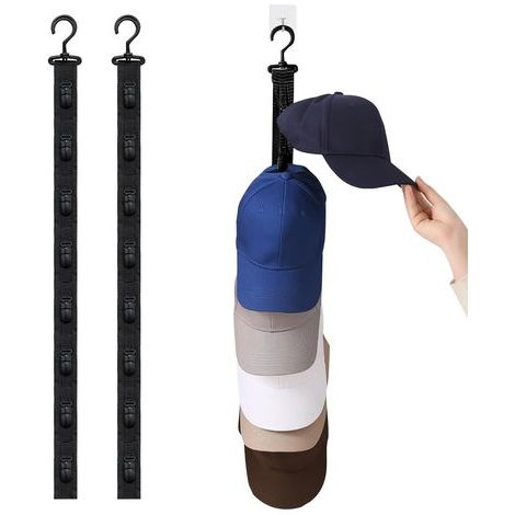 Porte Casquette, Support Casquette, Porte Casquette Mural Livré avec 8 Clips de Rangement, Rangement Casquette pour Ranger les Casquettes de Baseball, les Casquettes de Canard, 72,5 cm, 2 Pièces (1/5)