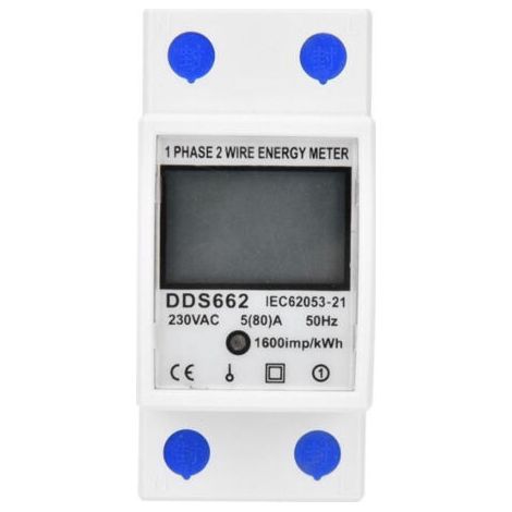 Compteur d'énergie électronique monophasé 220-250V – Courant max 80A – Puissance 17 000W – Affichage LCD rétroéclairé sur rail DIN (1/5)