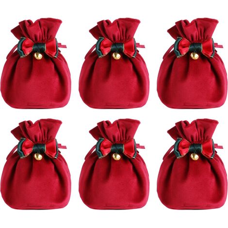 Sacs cadeaux de noël réutilisables, en flanelle-Rouge pur..