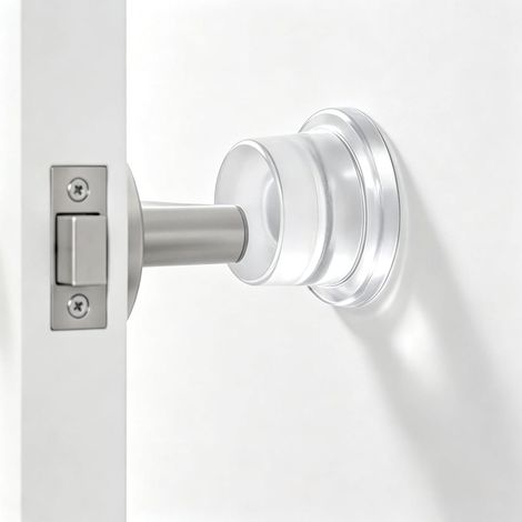 Lot 2 butées porte murales transparentes Ø40 mm - Silicone adhésif (1/5)