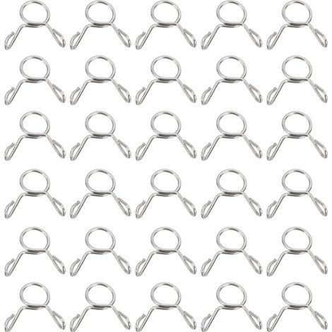 Drahtfederklemmen, 32 Stück für 5,8–6,2 mm Außendurchmesser, 5 mm Innendurchmesser, Edelstahl 304, Federclip für Kraftstoffleitungen, Schläuche, Silikonschläuche, Wasserrohre, Silber (1/5)