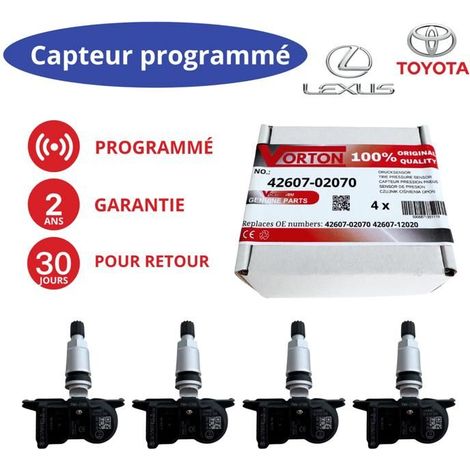 Sensore TPMS 433MHz preprogrammato per Toyota e Lexus PMV-E100 – set di 4