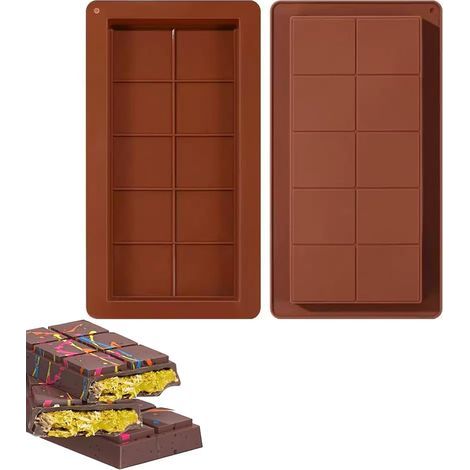 2 PCS Chocolate Bar Mold, Dubai Chocolate Bar Mold Silicone Chocolate Molds, Non-Stick Silicone Deep Chocolate Molds, Non-Stick & Easy to Release (1/5)