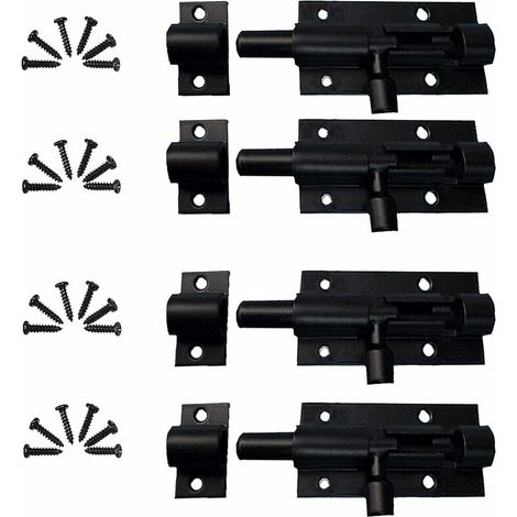 2 verrous à pêne dormant en acier inoxydable pour portails coulissants, portes coulissantes et serrures de portes pour portails de jardin et abris de jardin (noir)