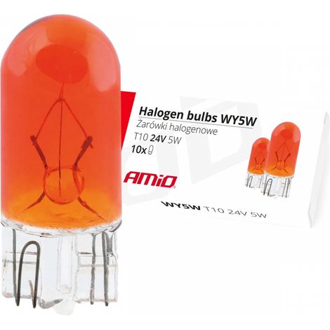 Bombillas halógenas WY5W T10 5W W2.1x9.5d ámbar 24V 10 unidades amio-01001 (1/2)