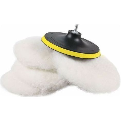 5pcs tao 150mm Bonnet de polissage + Disque de polissage Laine Éponge de polissage Tampon de polissage Tampon de polissage avec adaptateur de perceuse M14 pour machine à polir (1/5)