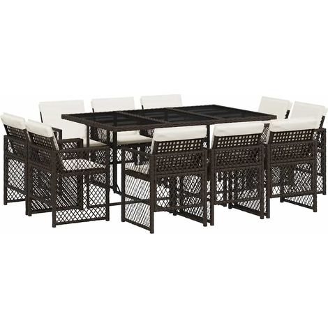 Maison Exclusive - Set comedor de jardín 11 pzas y cojines ratán (1/5)