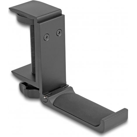 Delock Soporte para auriculares ajustable para colocar en escritorio, aluminio, negro