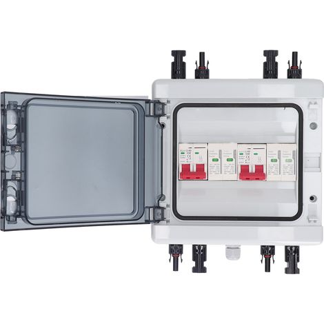 Solarmodul-Leistungsschalter DC 500V 32A IP65 Trennschalter 2 Eingänge 2 Ausgänge mit Schutzgehäuse (1/5)