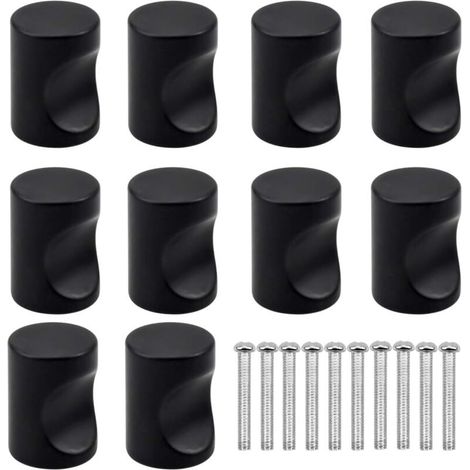 10 Stück schwarze Schubladen-Türgriffe, Möbelknöpfe, Schubladenknöpfe mit einem runden Loch, moderne Türknöpfe, Möbelgriffe für Schrank, Küche, Kinderzimmer