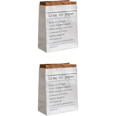 2 Stück Faltbare Papiertüten en Kraftpapier in Weiß Modische