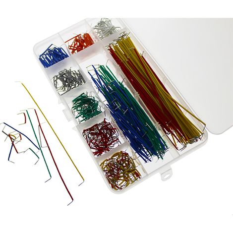 Kit de 560 câbles de connexion en forme de U, sans soudure, pour plaque d'essai, avec boîte en plastique. Disponible en 14 longueurs. (1/4)