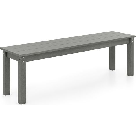 COSTWAY Panchina da Esterno in HDPE 140 x 35 x 45 cm, Panca da Giardino Senza Schienale per 2-3 Persone, Panchina dello Spogliatoio per Patio e Cortile, Portata 340 kg (Grigio) (1/5)