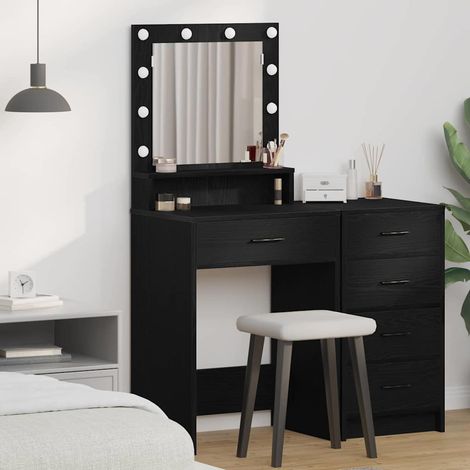 vidaXL Dressing Table Black Oak 50 x 41 x 135 cm Engineered Wood