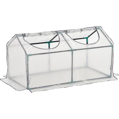 Mini Greenhouse Portable Flower Planter Tomato Vegetable House for Garden Backyard with Zipper 120 x 60 x 60 cm, White