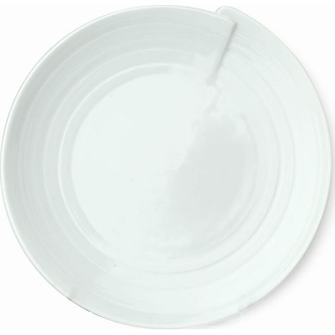 Plato decorativo de porcelana blanca, 21 x 21 x 2,5 cm  ZS-11508