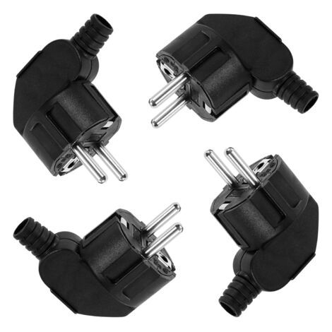 Prise électrique mâle 250V 16A, 4 pièces, prise d'angle, mise à la terre, Protection de prise électrique, noir (1/5)