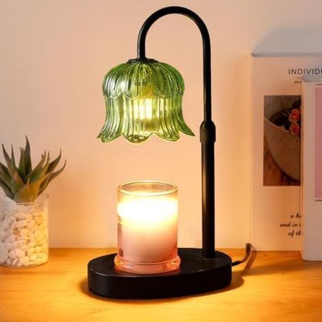 Lampe d'aromathérapie vintage française, lampe à cire fondante à intensité variable, lampe de table parfumée sans flamme (verte, sans parfum) (1/5)