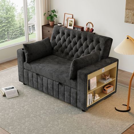 Canapé Lit 140x137cm - Convertible avec Mécanisme à Roulettes - Angle Réglable 105/140/180° - Tissu Chenille Doux et Résistant - gris (1/4)