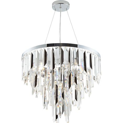 Litecraft Dione 4 Light Crystal Effect Ceiling Pendant G9 Base IP20 - Chrome (1/5)