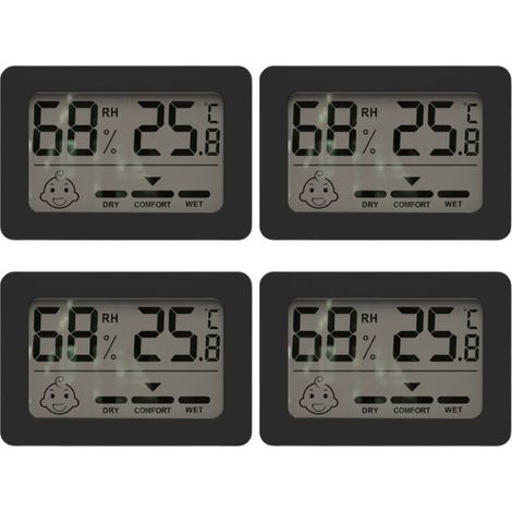 Thermomètre hygromètre intérieur mini numérique, avec commutateur et indicateur sourire pour chambre de bébé. Mesure de la température et de l'humidité. (1/5)