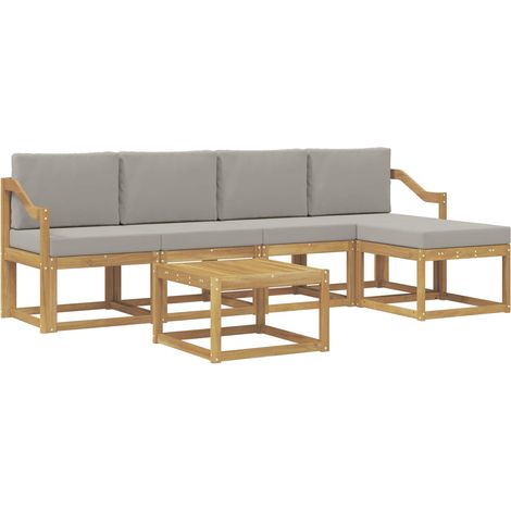 Set di divani da esterno 6 pz Bianco e Grigio Chiaro Poliestere vidaXL (1/5)