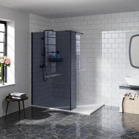 Aquariss 1200mm Grey Glass Screen Panel+300 Return Panel Black (1/5)