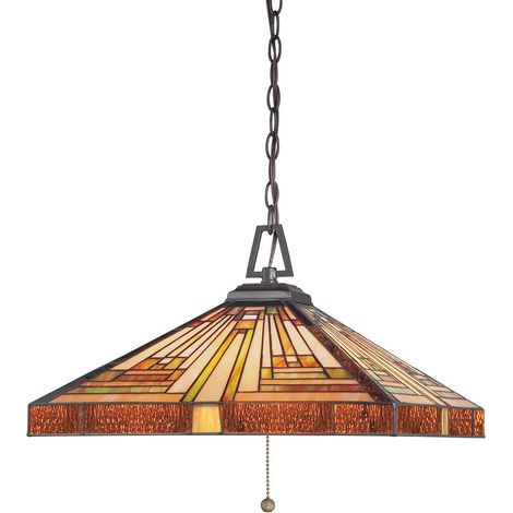 Elstead Stephen - 3 leichte Tiffany Deckenanhänger Vintage Bronze, E27 (1/5)