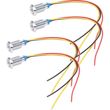 4 jeux de LED rondes précâblées, étanches, 2 couleurs, indicateur lumineux, Anode commune 10mm, 1224V (rouge et jaune) (1/5)