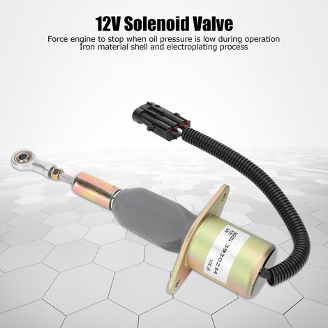 Pièces pour excavatrice 24 V (réf. 3930234) : électrovanne d’arrêt moteur, électroaimant, électrovanne de stationnement (1/4)