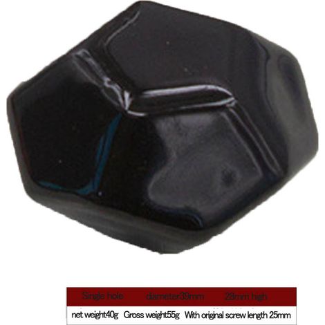 Poignée de porte en céramique en forme de diamant pour tiroirs, armoires et penderies (noire) (1/5)