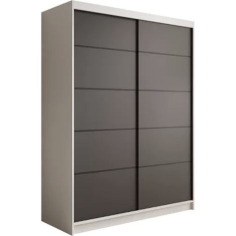 Armoire coulissante 2 portes ANLY 150cm-Blanc/Noir