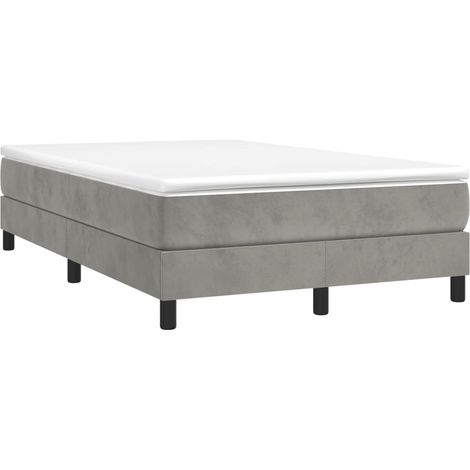Lit double  Lit adulte  Sommier à lattes de lit et matelas gris clair 120x190cm velours