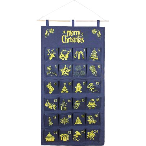 Calendrier De L'Avent Avec Poches, Sac De Rangement Pour L Avent De Noël 2025 De 24 Jours, Sac Calendrier De Noël En Tissu, Pour Bonbons Snacks Chocolat Fête Maison Chambre (1/5)