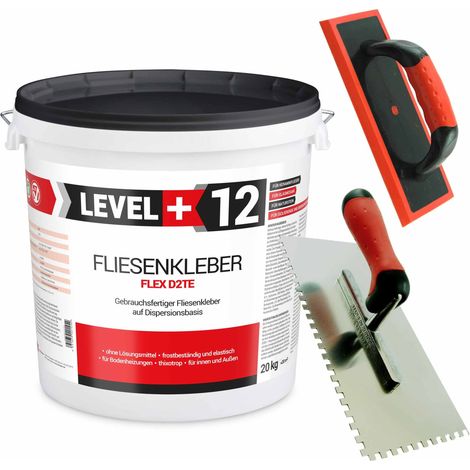 LEVEL+ Fliesenkleber Set 20Kg + Zahnglätter 6mm + Fugbrett SET204 (1/3)