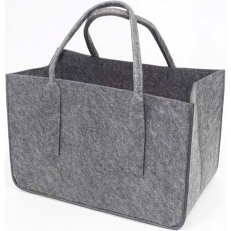 Sac de rangement en feutre, panier à bois de chauffage avec poignées, paniers de rangement en feutre, sacs ouverts multifonctionnels pliables et grands,Gris,50×25×25cm (1/4)
