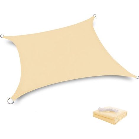 Malla de sombra rectangular de 2x3 m, transpirable, de HDPE, con protección UV para jardín, patio, terraza y camping. Color arena. (1/2)