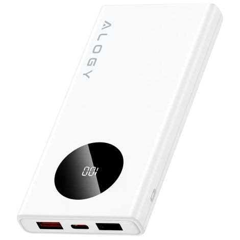 Batterie externe 10 000 mAh avec technologie PD 120 W, charge rapide PowerDelivery, 2 ports USB-A et 1 port USB-C, haute puissance et design compact, Alogy TurboCharge™ - Blanc (1/5)