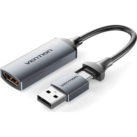convertisseur hdmi 4k 60hz vention acwha/ hdmi femelle / usb mâle - - usb type-c mâle/ 480mbps/ 10cm/ noir