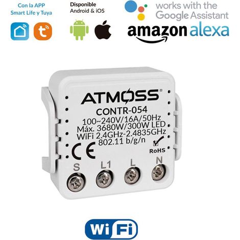 Pastilla Interruptor Mini WiFi 300W LED  Control Inteligente hasta 3680W (1/3)