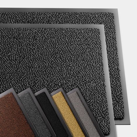 Lot de 2 Tapis de Porte Paillasson d'Entree Interieur et Extérieur Tapis Antidérapant et Anti-Poussière Tapis d’entrée Imperméable Lavable 60x90cm Gris-Noir (1/5)