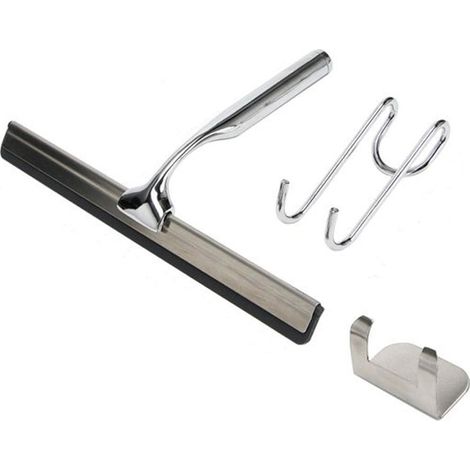 Cleafe - Set Tergivetro Per Doccia Con Gancio Muro Adesivo Doppio Appendino Porta Box Cromo 87834 - (1/5)