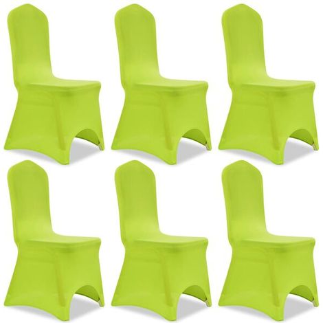 Ensemble de 6 housses de chaise élastiques, vertes (1/5)