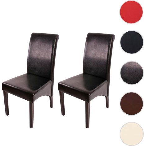 2x Chaise de salle à manger Chaise M37 cuir, noir, pieds blancs (1/5)