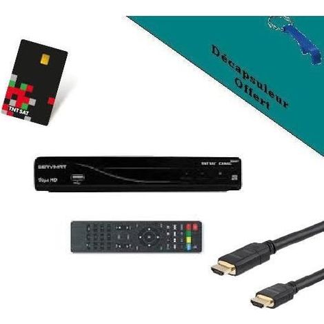 SERVIMAT Récepteur TV satellite HD ME+ Carte d'accès TNTSAT V6 + Câble HDMI