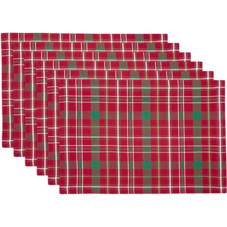 Sets de table de Noël Xiyin, décoration de restaurant à carreaux, fabricant de serviettes de Noël, nappes imprimées en polyester - 30 x 45 cm (lot de 6) - 9
